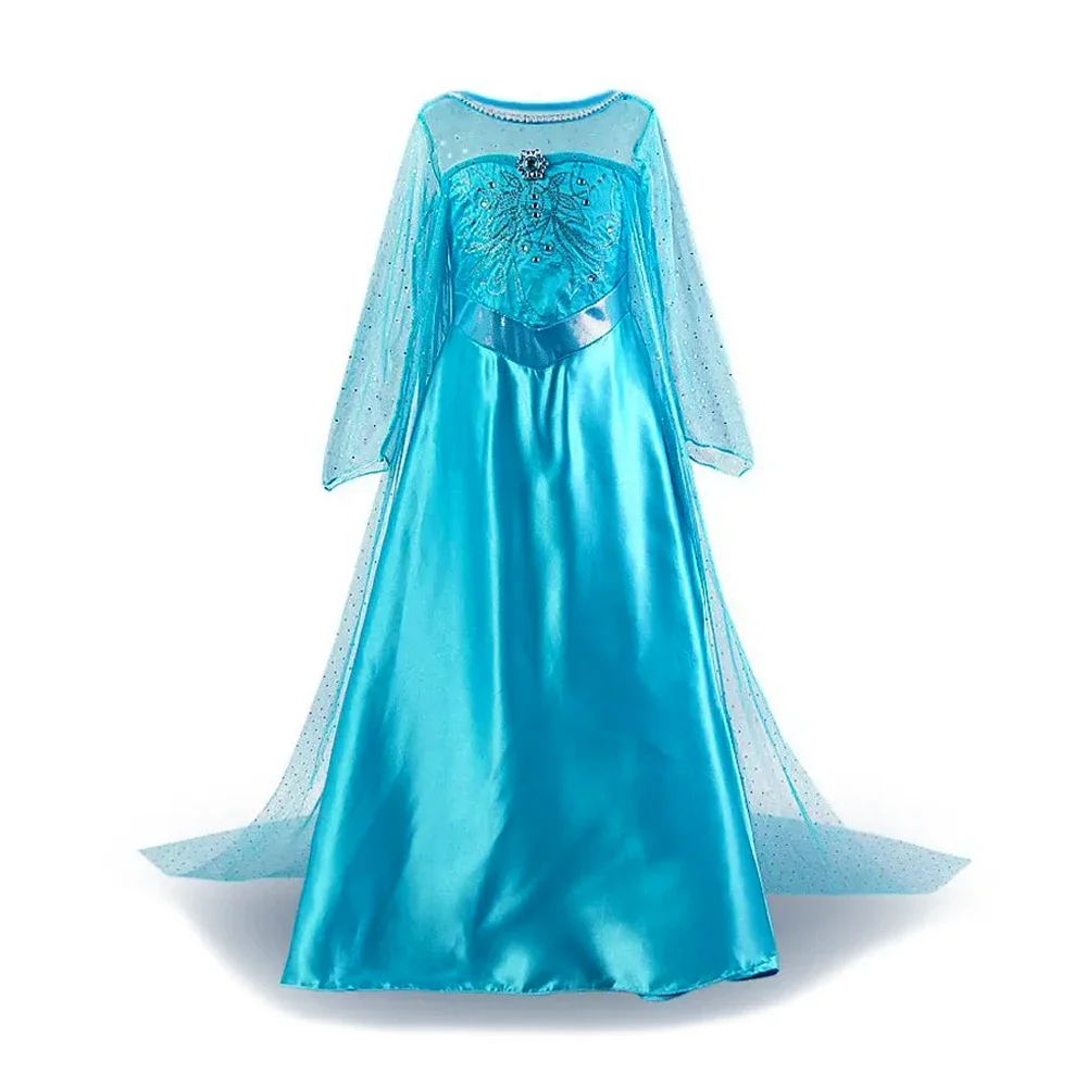 Disney Rapunzel Cinderella Princess Dress Girl Anna Elsa Little Mermaid Ariel Cosplay Costumes Children Belle Snow White Vestido