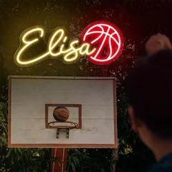 Custom Basketball Neon Sign USB Powered Adjustable LED Brightness Customizable Design for Gift Birthday Customized Neon Signs