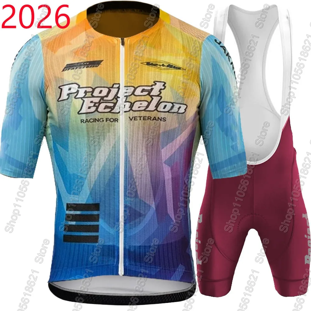 Conjunto de Jersey de Ciclismo Project Echelon 2026 de Manga Corta, Equipación de Ciclismo Estadounidense, Camiseta para Bicicleta de Carretera, Traje con Pantalones Cortos de MTB, Maillot, Ropa