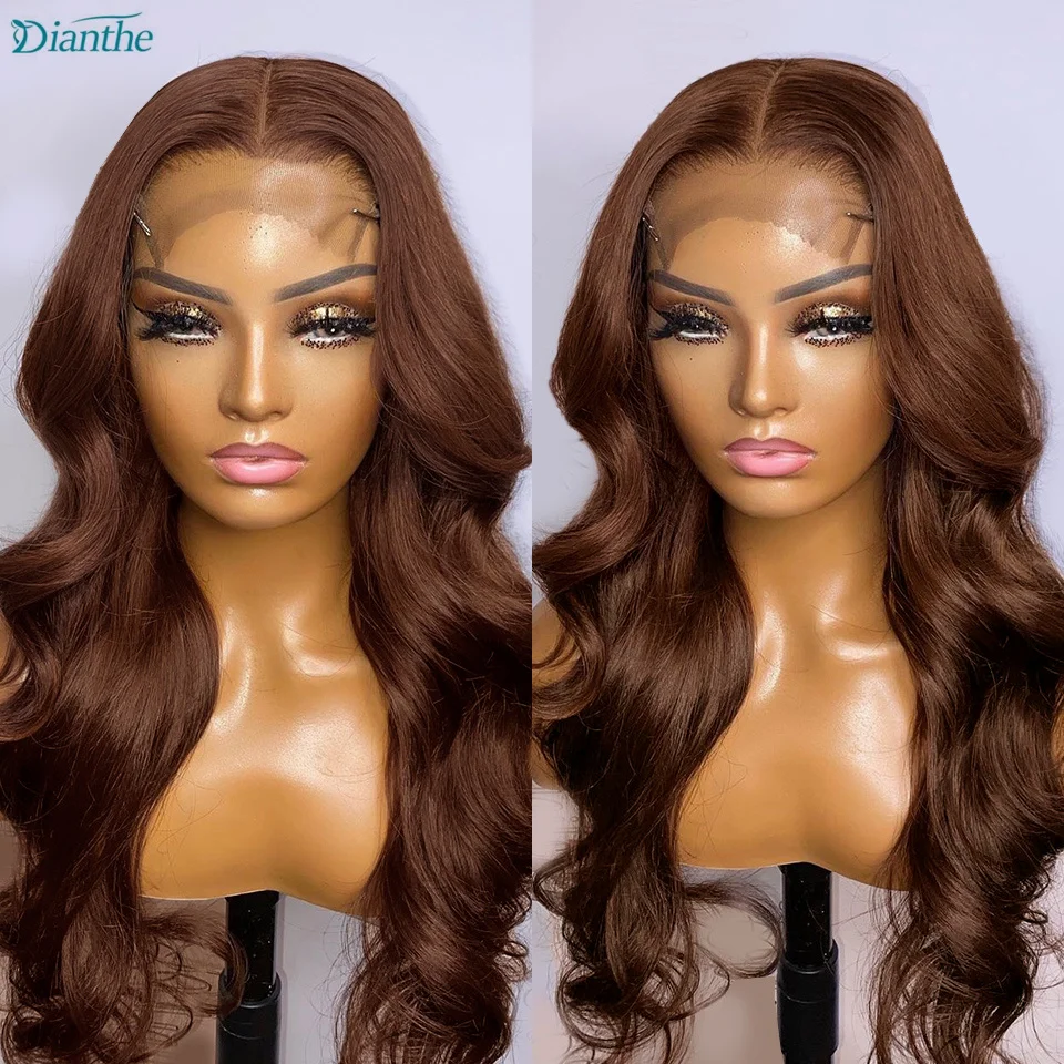 Dark Brown Body Wave Human Hair Wigs 5x5 Lace Closure Wigs For Women Brazilian Lace Wigs Pre Plucked With Baby Hair Dianthe