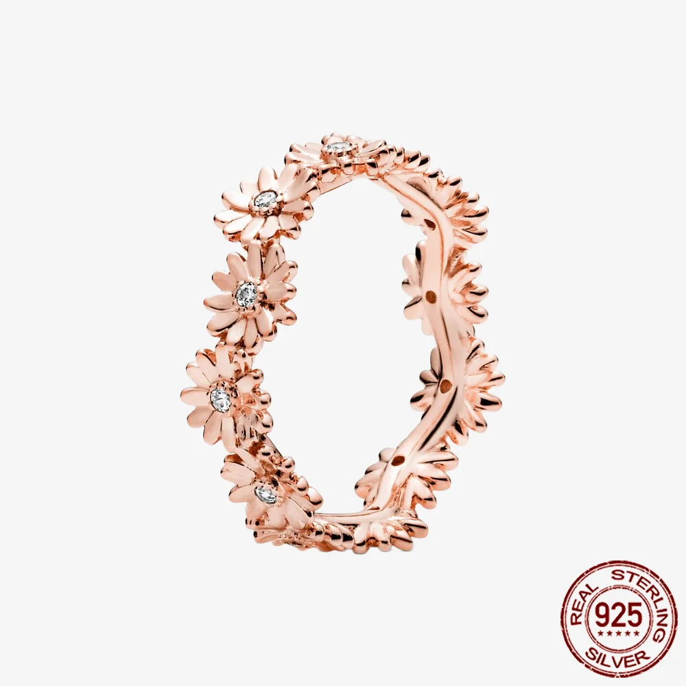 Authentic 925 Sterling Silver Sparkling crown daisy Rings For Women Fine Jewelry Family, Engagement, Gift,Love