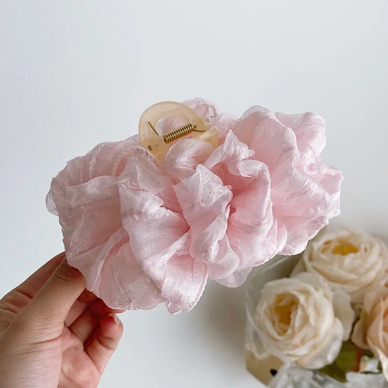 Fabric Seersucker Shark Clip Sweet Temperament Female Ponytail Shark Clip Fashionable Girl Hairpin Hair Accessories