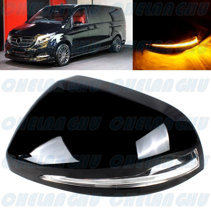 

Left Side black painted Rear Mirror Housing with LED turn Lamp For Benz Viano 2015 2016 2017 2018 2019 2020 car accessories