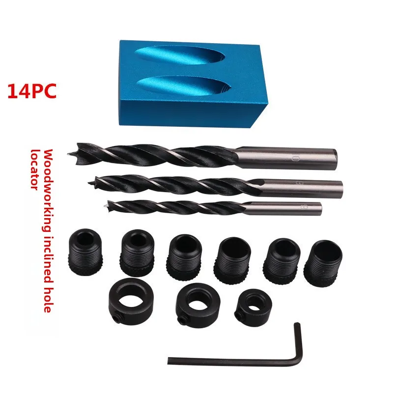 15 Degree Angle Pocket Hole Jig Full Metal Woodworking Drilling Locator M6-M10 Specification Pocket Hole Locator Tool