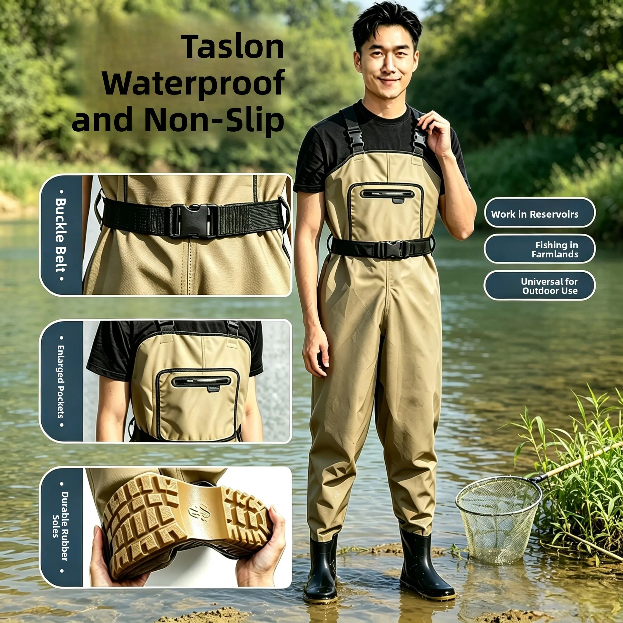 durable-lightweight-waterproof-fishing-pants-half-length-wading-trousers-thin-soft-nylon-taslon-omni-tech-waterproof-technology