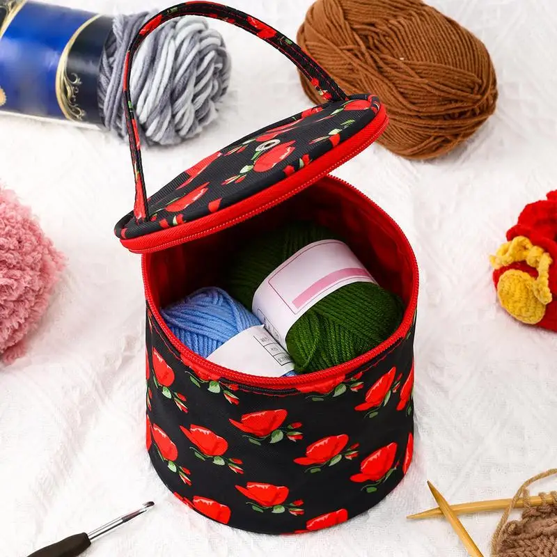 Portable Yarn Barrel Bag Crochet Organizer Storage