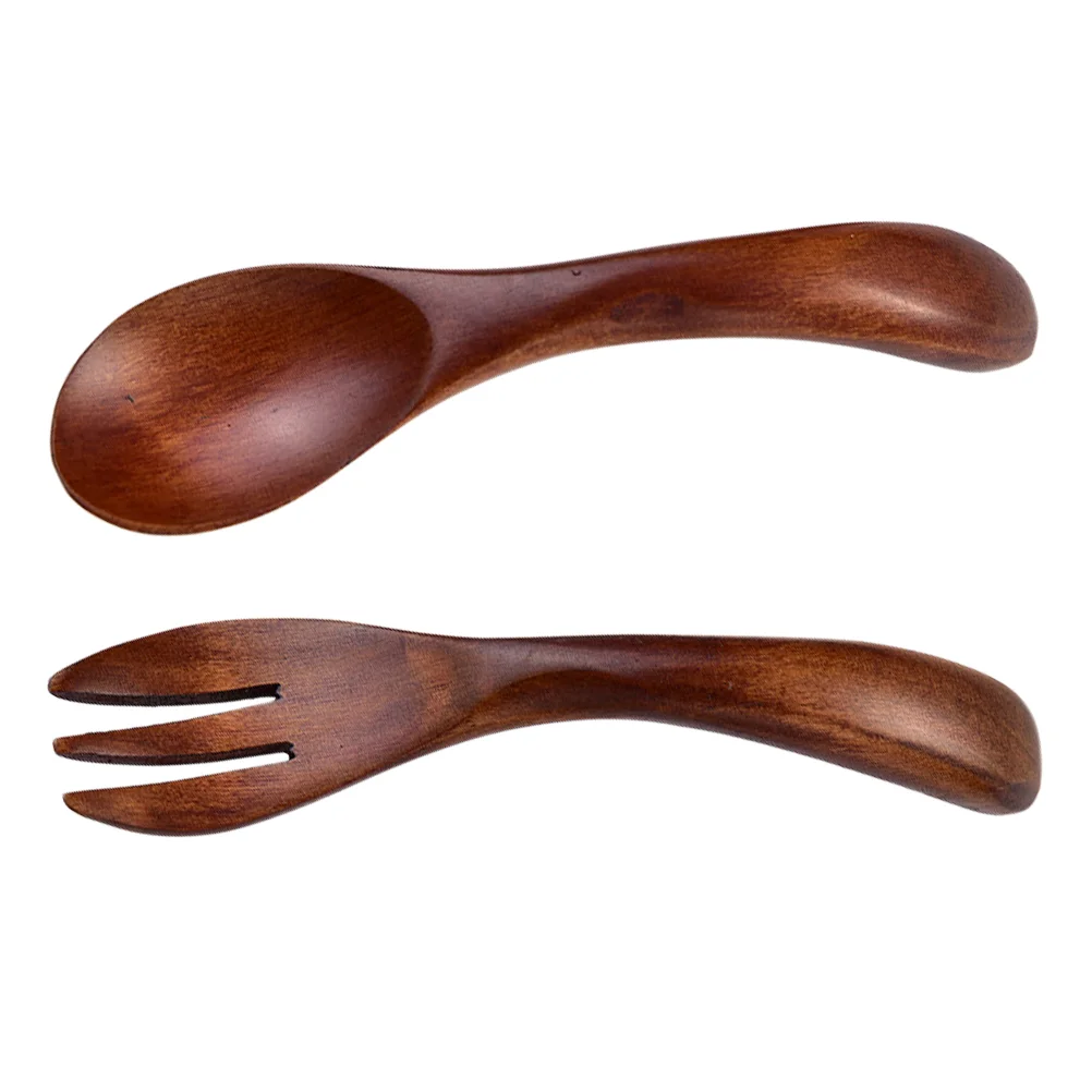 Wooden Children's Fork and Spoon Home Use Tableware Household Kitchen Supply Practical