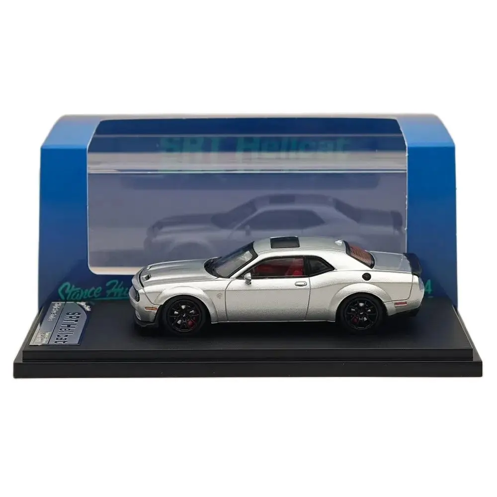 Stance Hunters SH 1:64 SRT Hellcat Muscle Sports Silver Diecast Models Car Limited Collection Auto Toys Gift