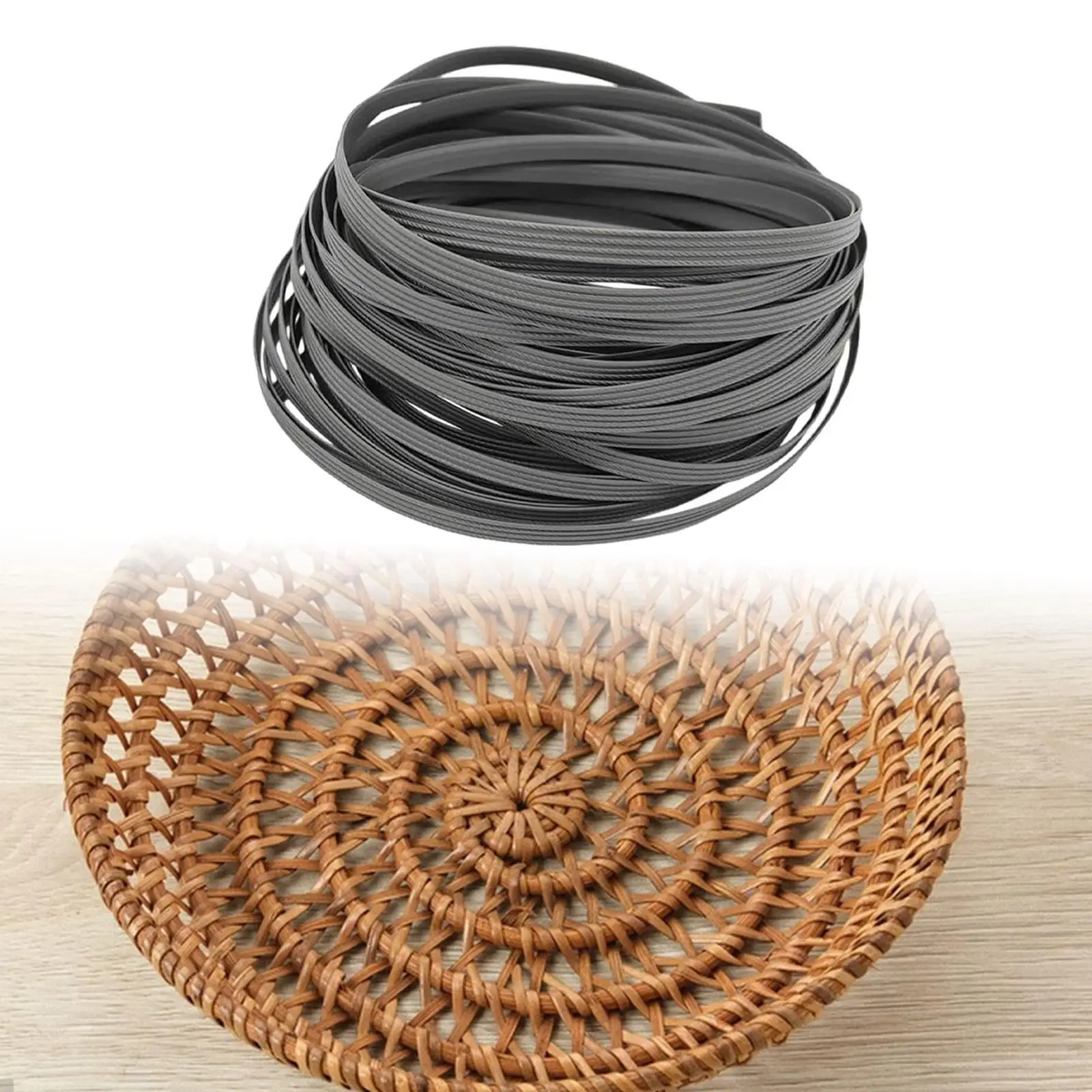Plastic Wicker Repair Kit Flat Gray Rattan Material for Garden Patio Chair Table Basket Furniture Weaving DIY