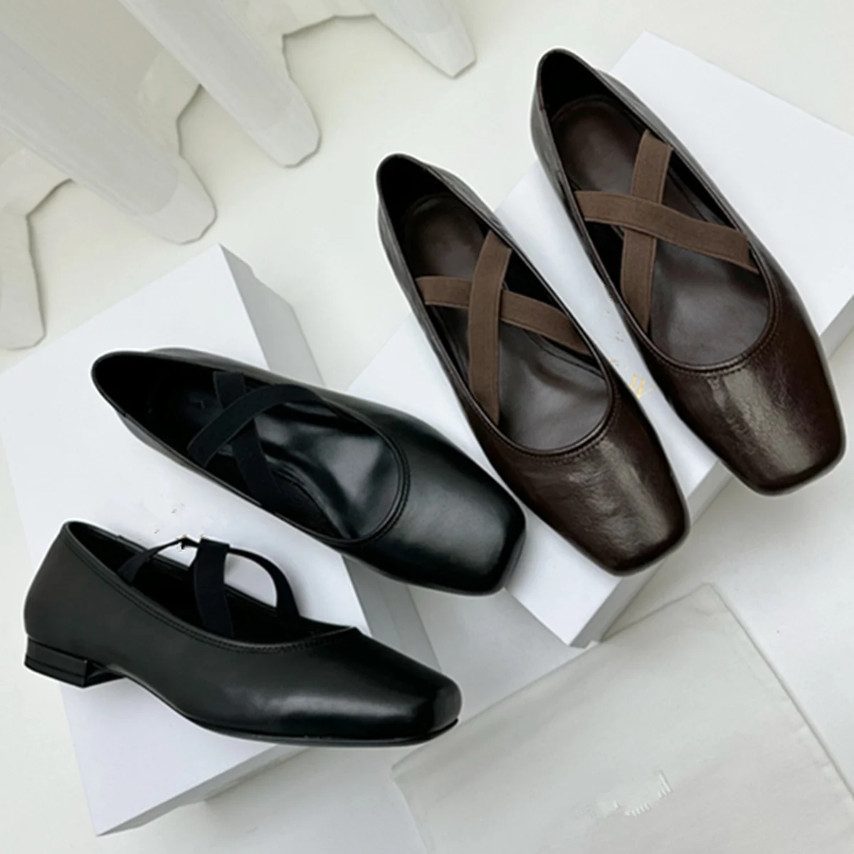 

Jenny&Dave Minimalist Brown Black Women's Loafers Flat Shoes Bandage Genuine Leather Mary Jane Woman Shoes Shoes For Woman
