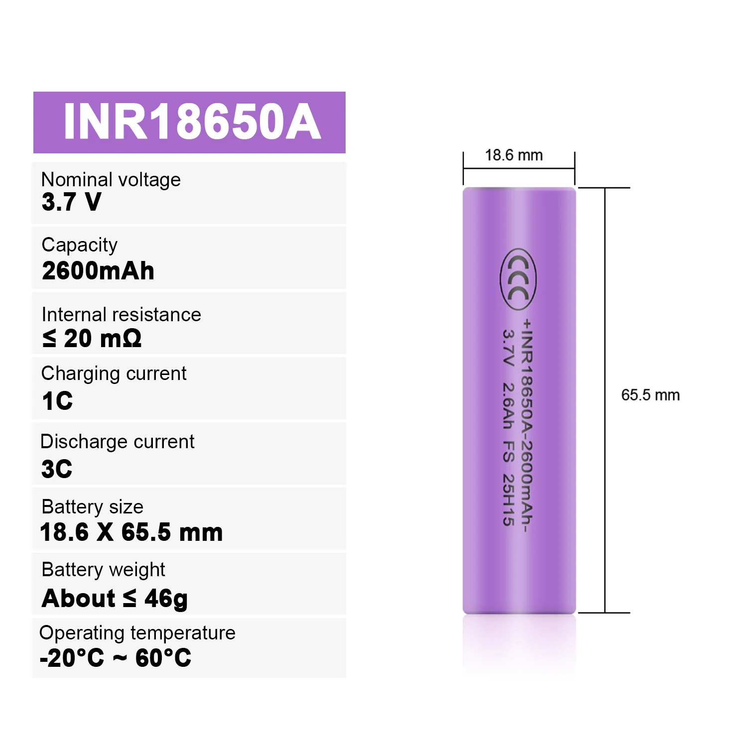 HANSUM 18650 Battery 2600mAh 3.7V Rechargeable Batteries High Power 18650 Lithium Battery For Electrical Toys Flashlight Tools