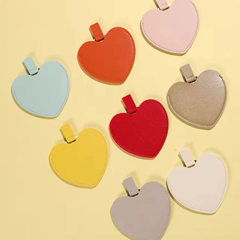 1PC Metal Ultra-thin Mini Makeup Mirror Heart Compact Portable Stainless Steel Compact Pocket Beauty Cosmetic Mirrors Gift