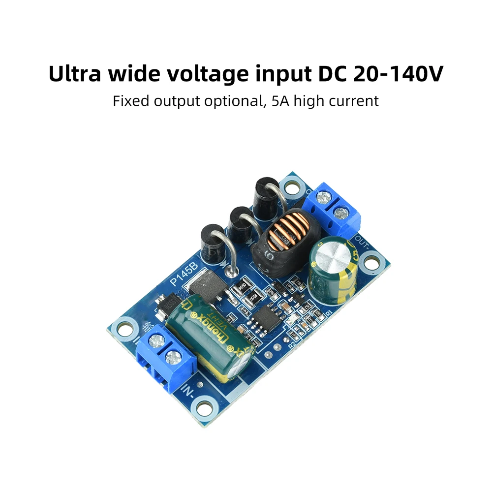 DC-DC Step-Down Module 20-140V to 5V 9V 12V 24V 5A High Efficiency Low Ripple Power Converter for Solar EV Industrial