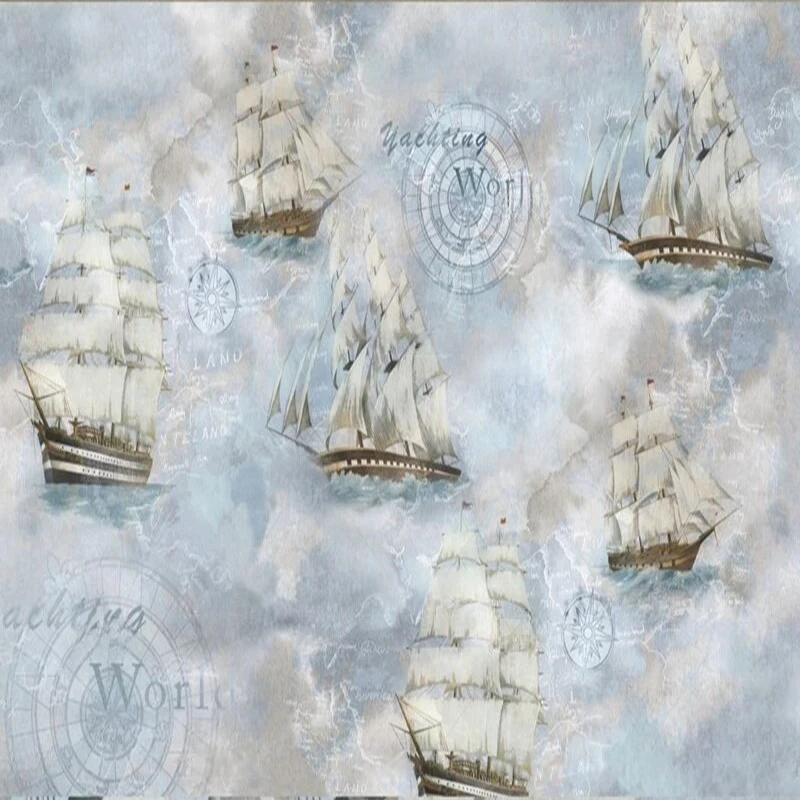 

MU8797 Custom Mediterranean sailboat pattern modern TV background Wallpaper Restaurant Living Room sofa Bedroom