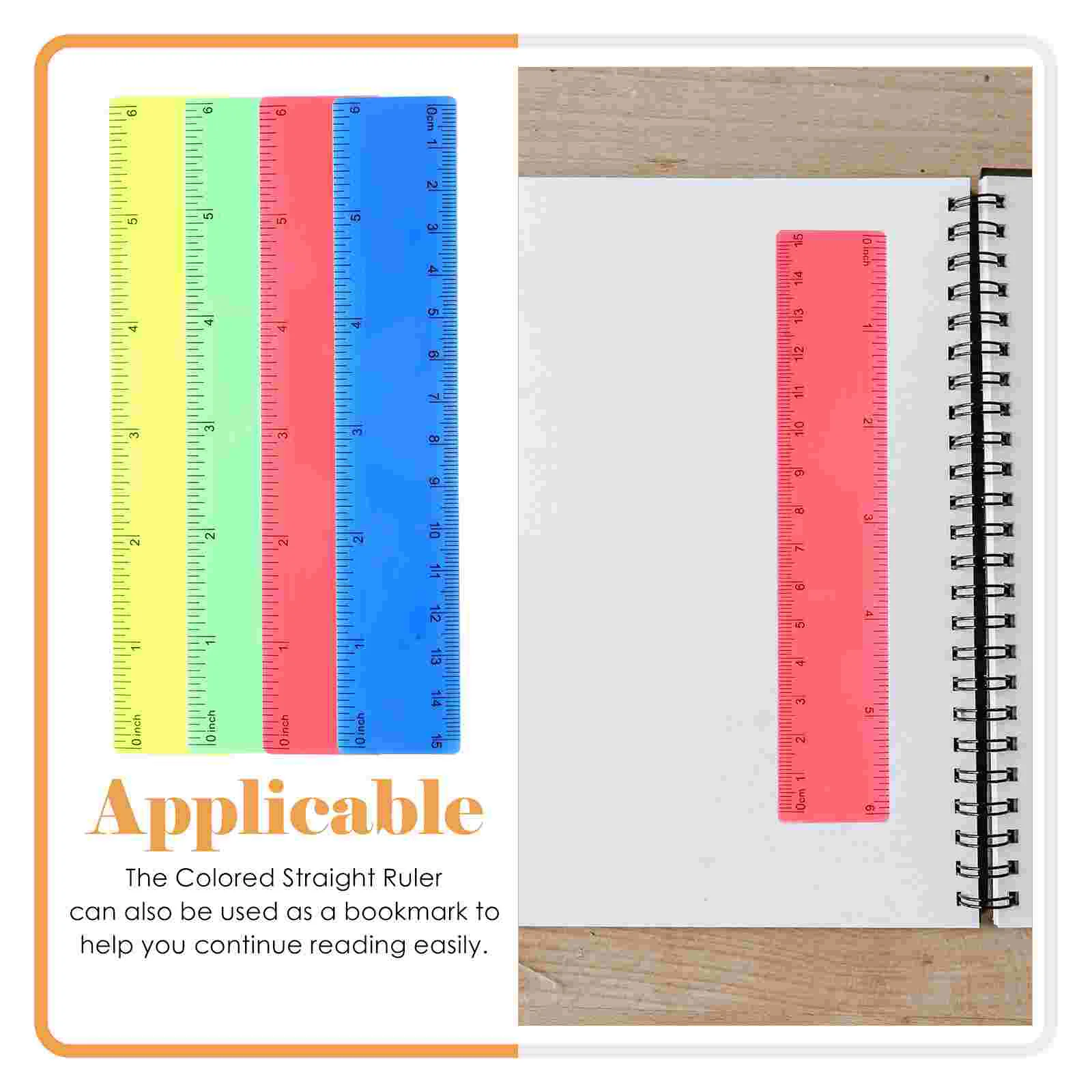 20 Pcs 15cm Color Ruler for Kids Students Rulers Multi-function Colored Portable with Centimeters Colorful Accessory Straight