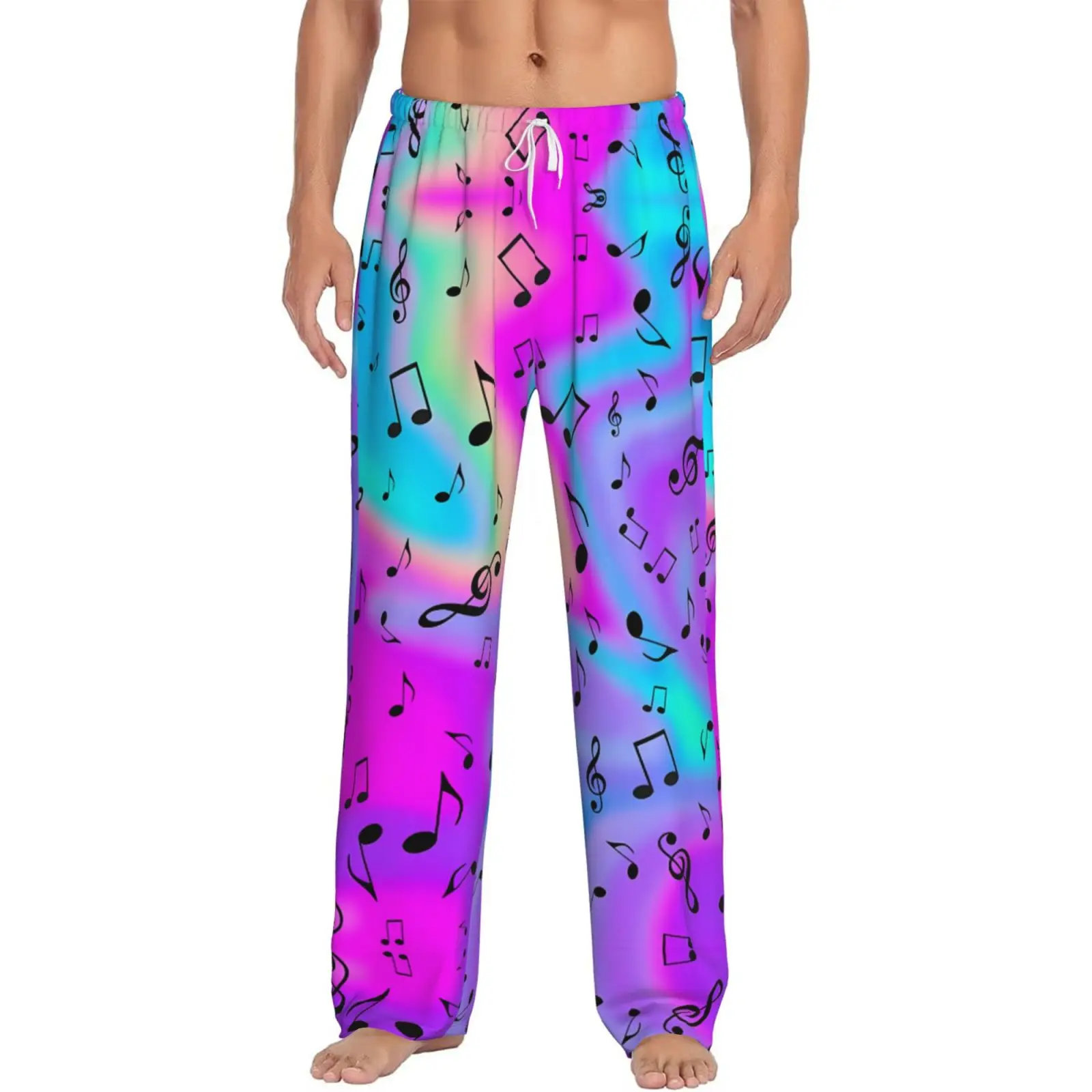 

Красочная одежда для сна с принтом для мужчин, домашние брюки с эластичной резинкой на талии, одежда для сна в стиле Харадзюку с карманами