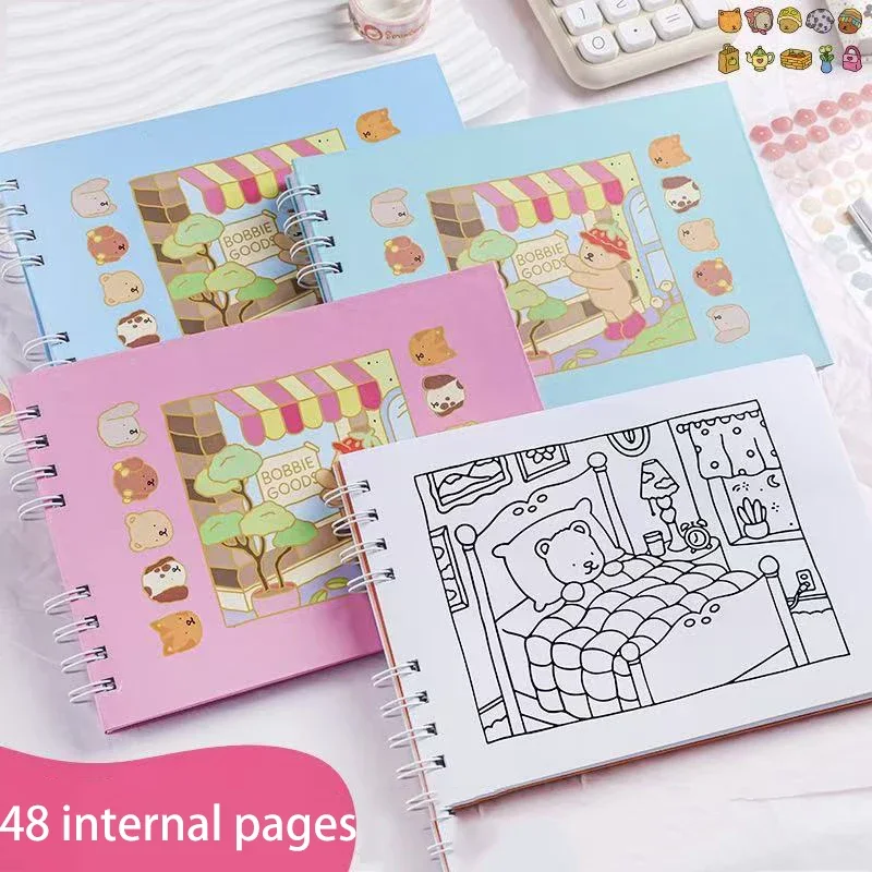 

Children's Drawing Watercolor Coloring Book Bobbie Goods Coloring Book Cute and Cozy for Adults&Teens Portable Picture Book