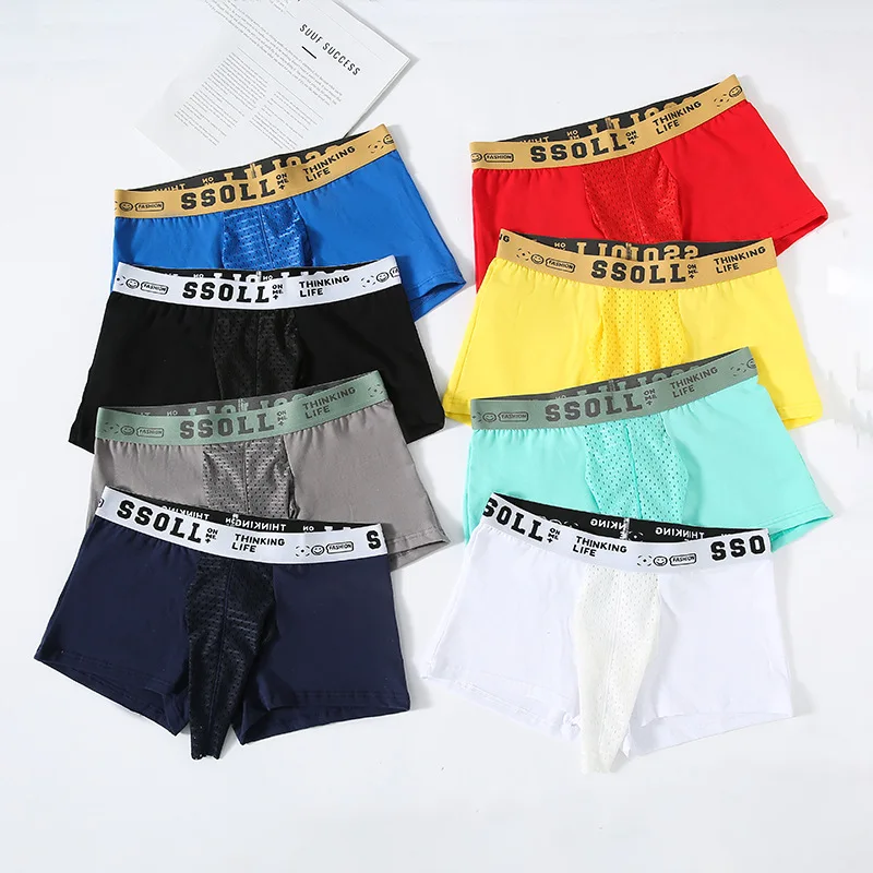 Mens Penis Pouch Boxer Shorts Man Cotton Comfortable Breathable Elephant Nose Underwear Big Size Mesh Male Sexy Undies Panties