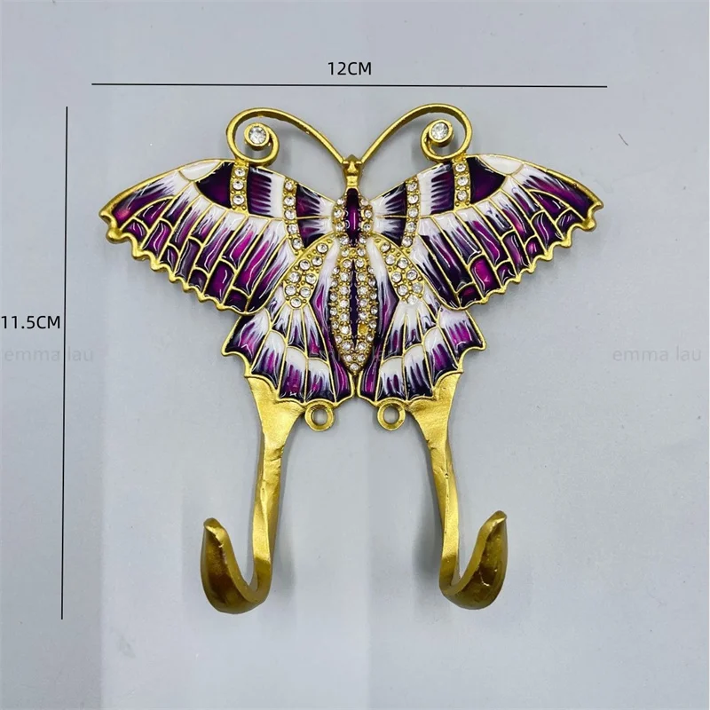 Luxury Enamel-colored Wall Hooks Vintage Bird Butterfly Shape Door Behind Coat Hat Hangers Metal Key Holder Wall Hanging Decor