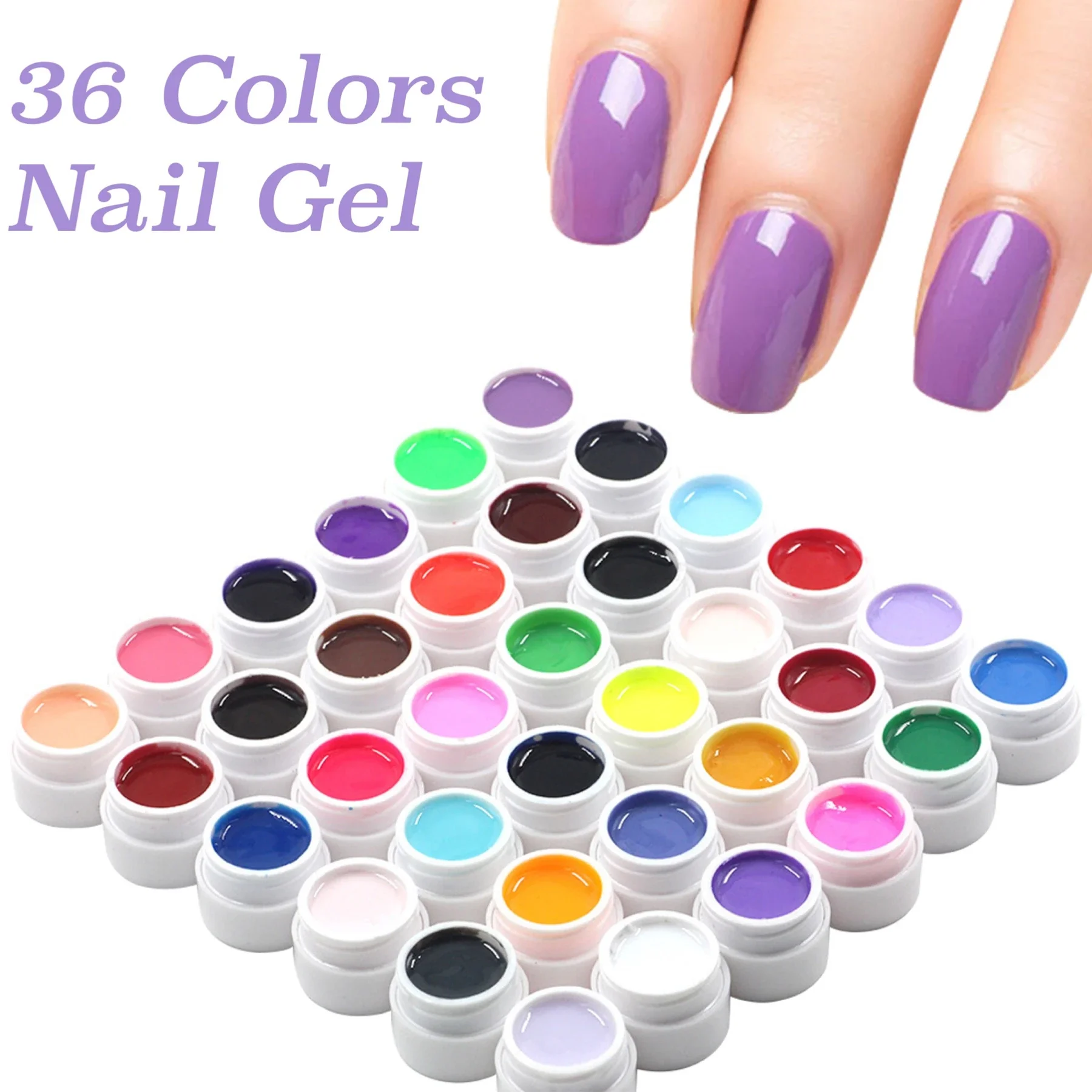 36 Pots Pure Colors UV Gel Nail Polish For Professional Nail Art Soak Off Colorful UV Polish Manicure Tool