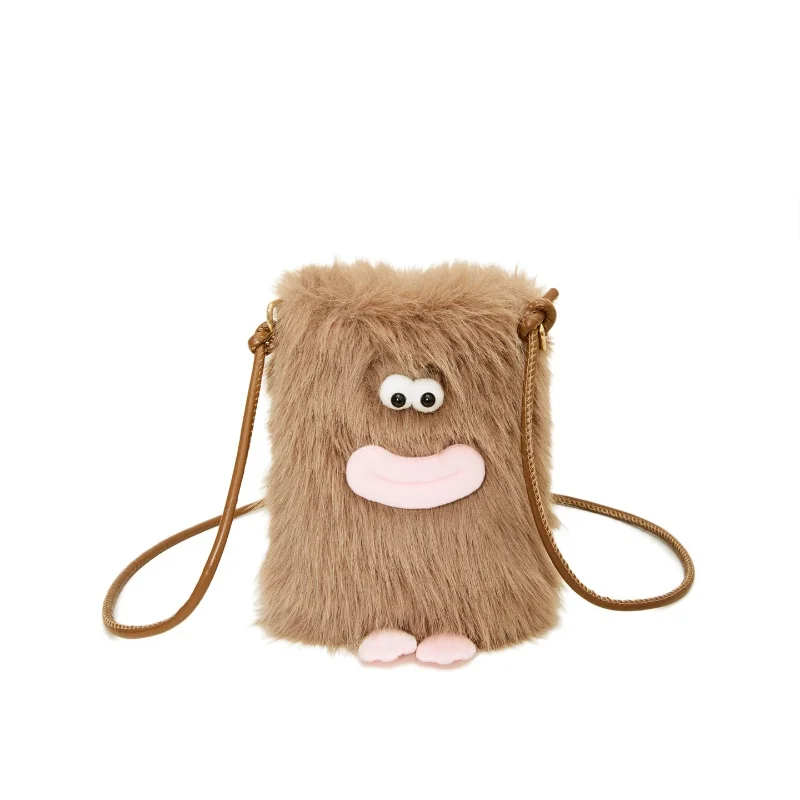 

Cute girl furry doll bag new autumn/winter messenger bag bucket bag plush bag