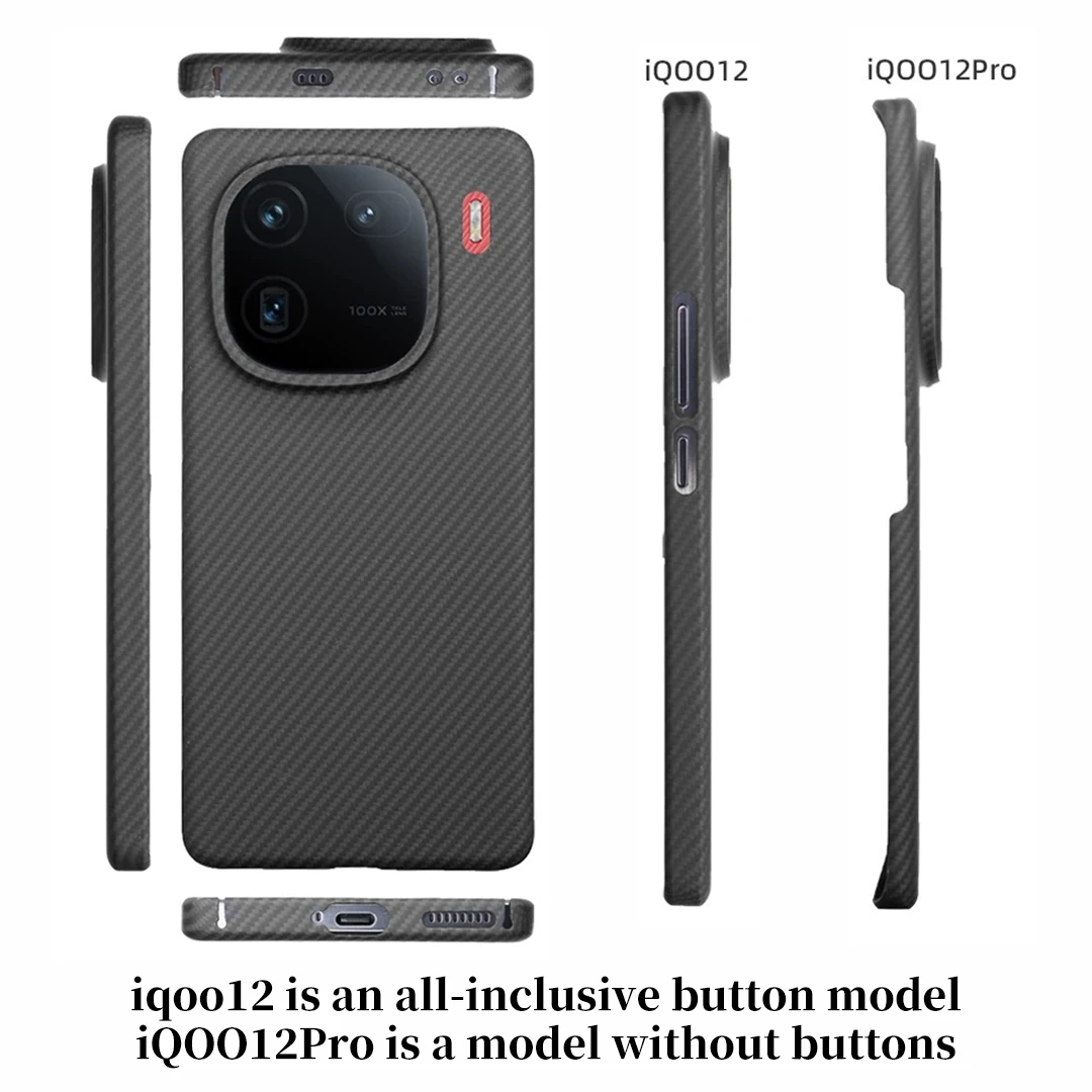 Vivo IQOO 12 Pro 전화 케이스용 ACC-실제 탄소 섬유 케이스, 아라미드 섬유, 모든 항목을 포함하는 낙하 방지 보호 커버