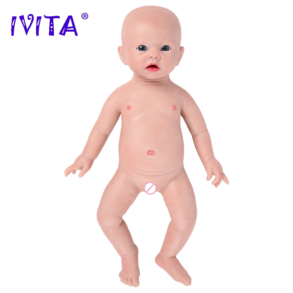 IVITA WG1519 19inch 3700g 100% Full Body Silicone Reborn Baby Doll Newborn Girl Baby Realistic Unpainted DIY Blank Children Toys