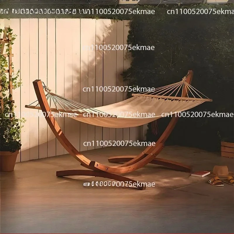 Outdoor Terrace Household Outdoor Balcony Lazy Shaking Bed Outdoor Patio Swing Garden Single Wooden Stand Hammock