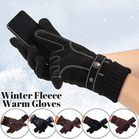 British Autumn Winter Warm Men Gloves Touch Screen Windproof Thermal Fleece Gloves Outdoor Cycling Running Ski Gloves Adjustable