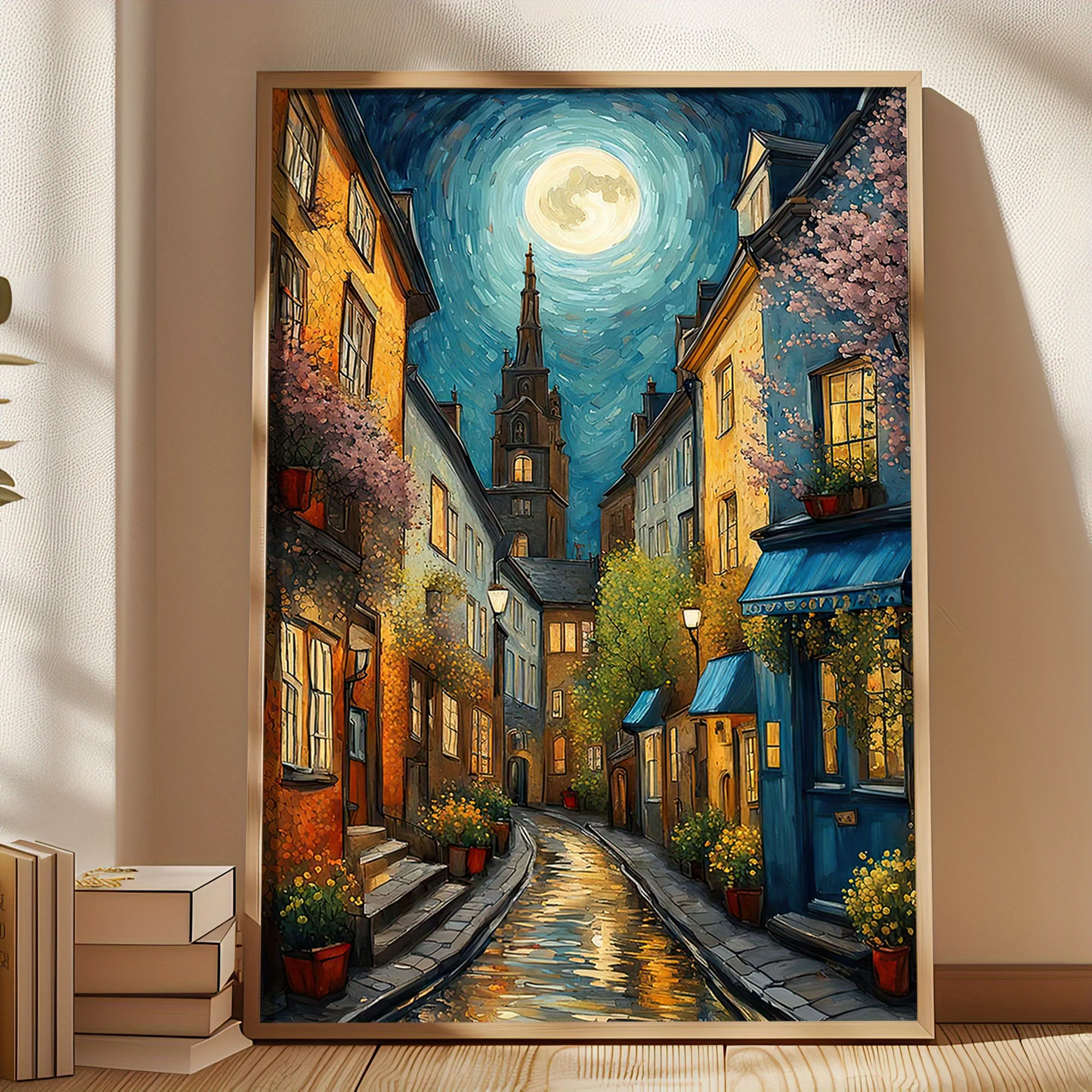 

500/1000/1200/2000PCS Puzzles for Adults Van Gogh Inspired Moonlight City Landscape,Jigsaw Puzzles Brain Games Gifts Home Decor