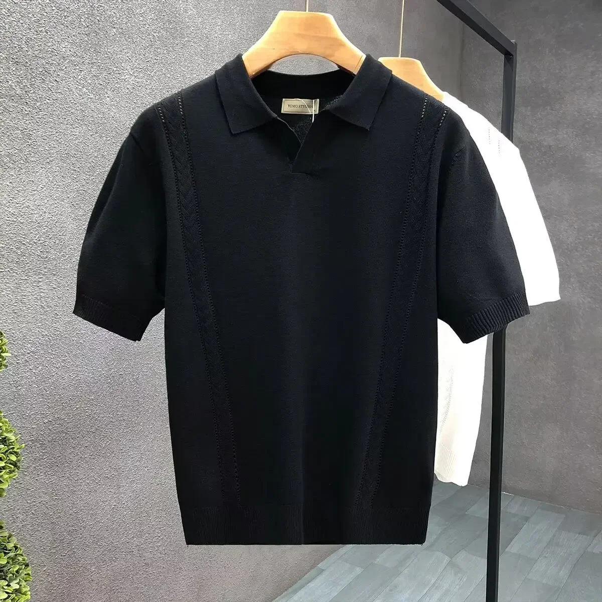 LIBIELIY Summer New Fashion Men's Thin Solid Color Short Sleeve Turn-down Collar T-shirts Casual Trendy Polo Shirts Male Tops Cl