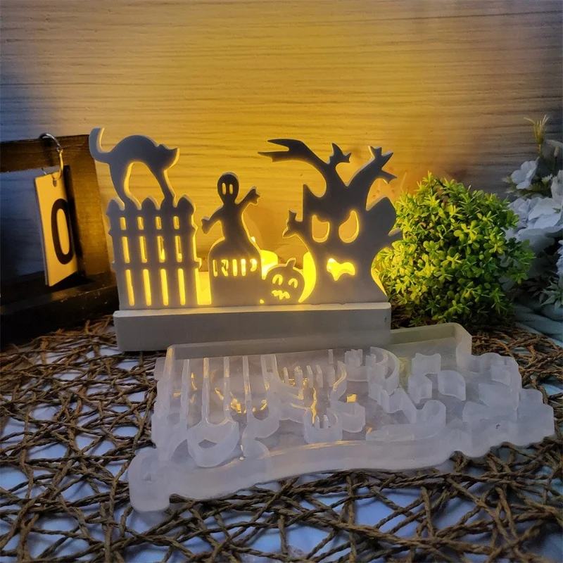 DIY Halloween Multi Element Horror Candle Plugin Silicone Mold Gypsum Decorative Candle Ornament Epoxy Resin Mold Handicrafts