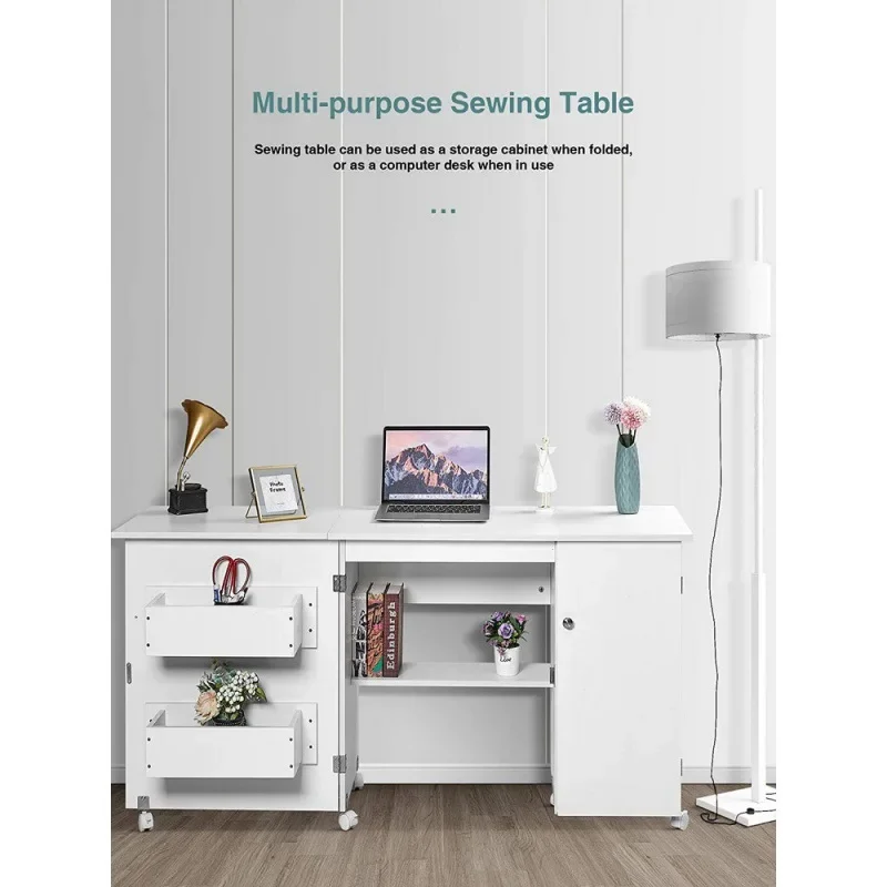 Cross-border sewing machine table, folding computer desk, adjustable sewing storage table, compatible with various