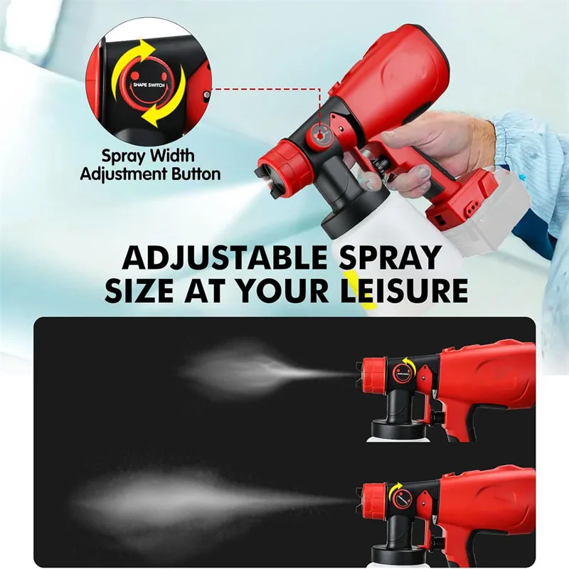 800ML Cordless Spray Gun Furniture Steel Coating Airbrush For Makita/Dewalt/Milwaukee/Bosch 18V Battery for House Painting,DIY image 6