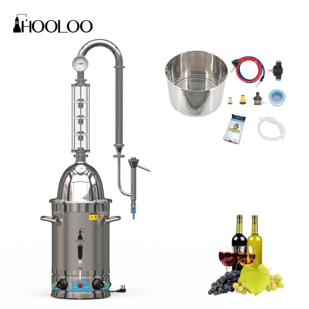

HOOLOO SV30s Домашний дистиллятор Самогонный аппарат Алкогольный аппарат Комплект для перегонки спиртных напитков Оборудование для пивоварения виски бренди