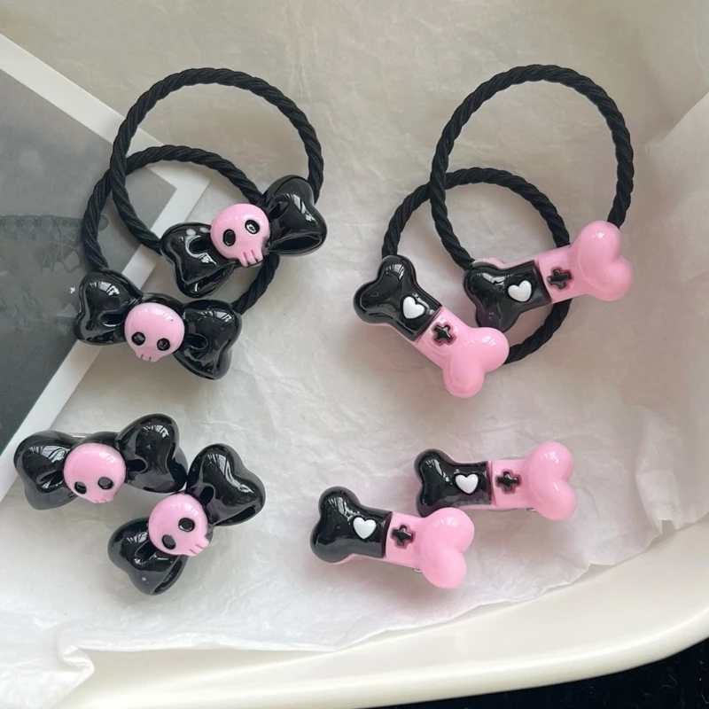 Harajuku Skull Bowknot Head Hair Pins For Girls Fashion Hair Accessories Punk Cool Hair Clips Hairwear Jewelry