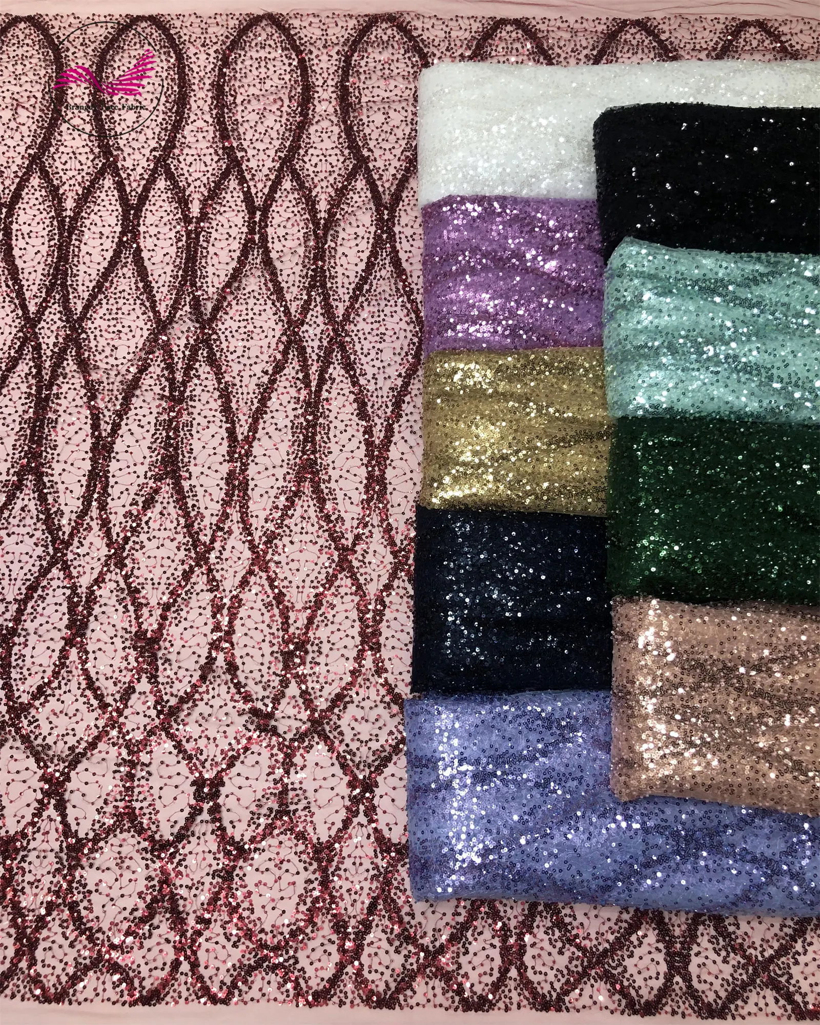 Venta al por mayor de tela de encaje de tul de lentejuelas africanas 2025 tela de encaje de lentejuelas de boda nupcial francesa Material de vestido formulado Premium