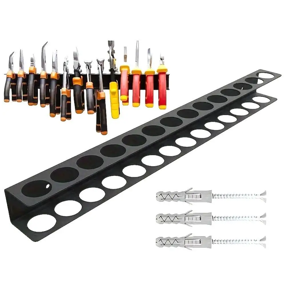 Wall-mounted 14-hole Hardware Tool Storage Rack Hammer/pliers/screwdriver Manual Tools Integrated Storage Base Stand