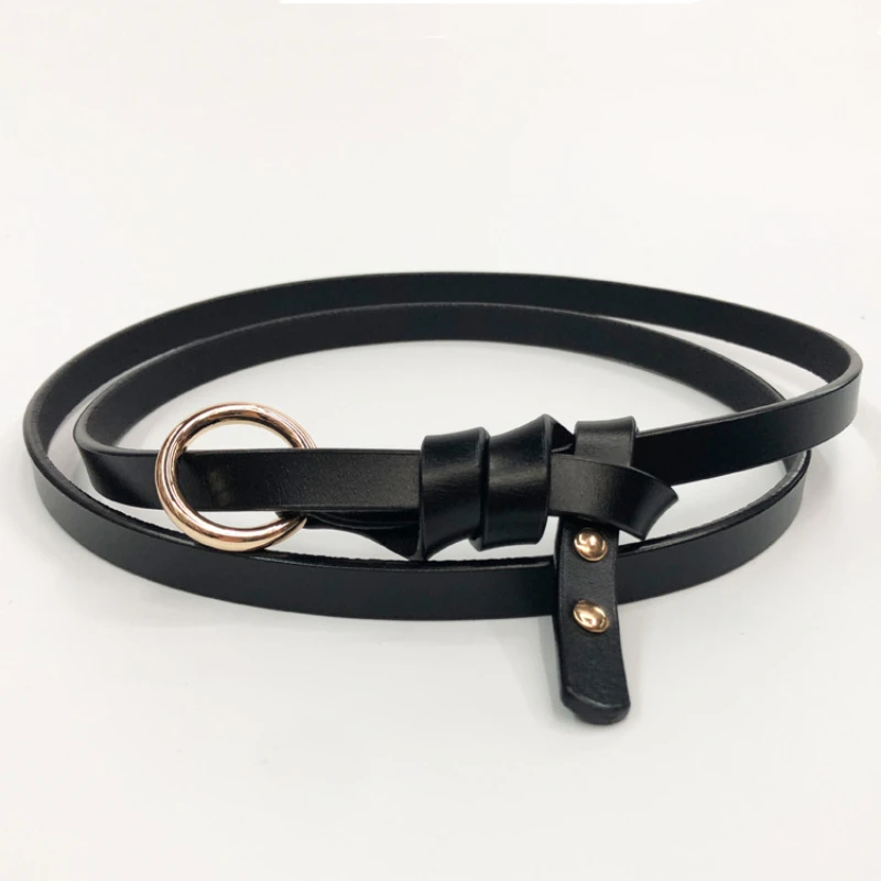 

Women's Belt Leather Fine Knotted Belt Pure Cow Leather with Dress Decoration Casual Fashion Round Buckle Designer Belt