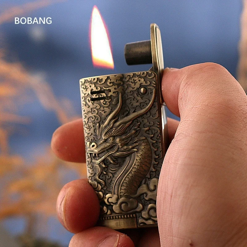 

New Austrian Retro Kerosene Lighter Retro Style Windproof Embossed Dragon Portable Outdoor Lighter Men's Gift