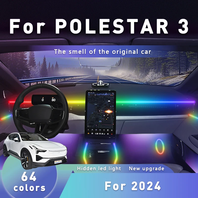 

FILIPLI для POLESTAR 3 для 2024, многоцветный автомобильный интерьер, акриловые фонари, синхронизация музыки, светодиодный ритм-светильник с управлением через приложение