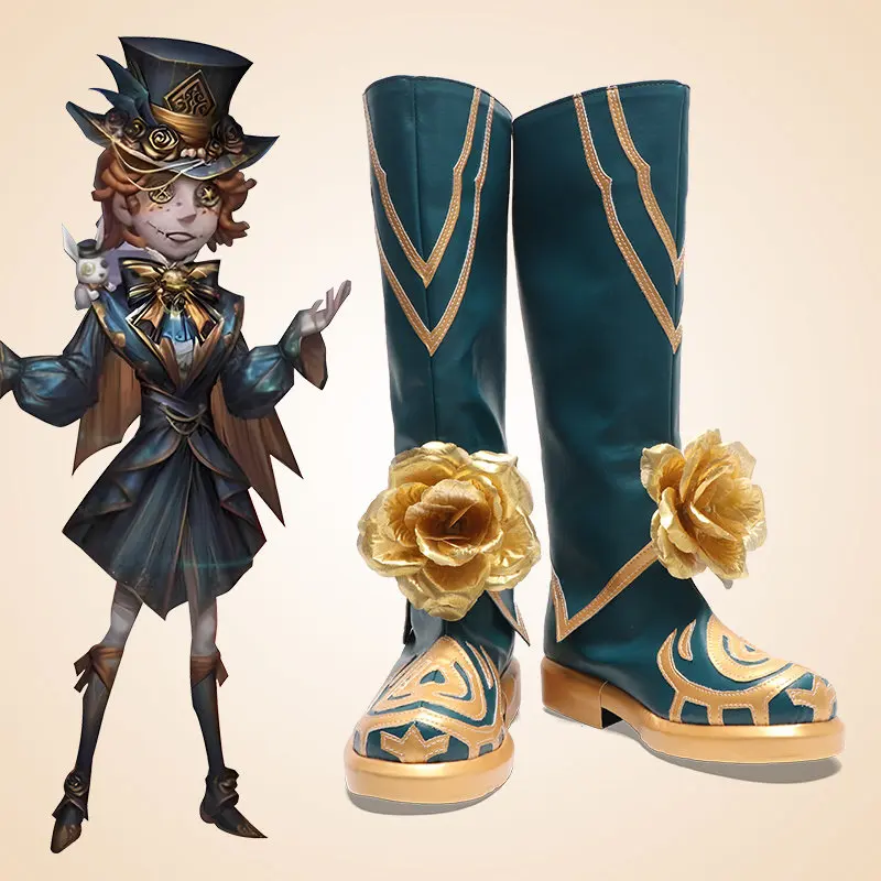Anime Identity V Mike Morton Cosplay Shoes Green Long PU Leather Boots For Halloween Carnival