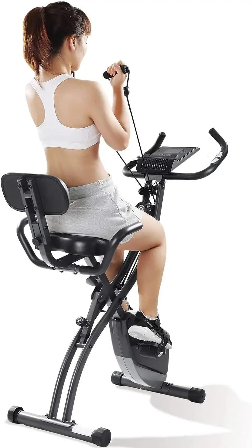 

Exercise Bike Folding Magnetic Upright Stationary Bike with Pulse Sensor LCD Monitor Indoor Cycling Stationary Bike Recumbe