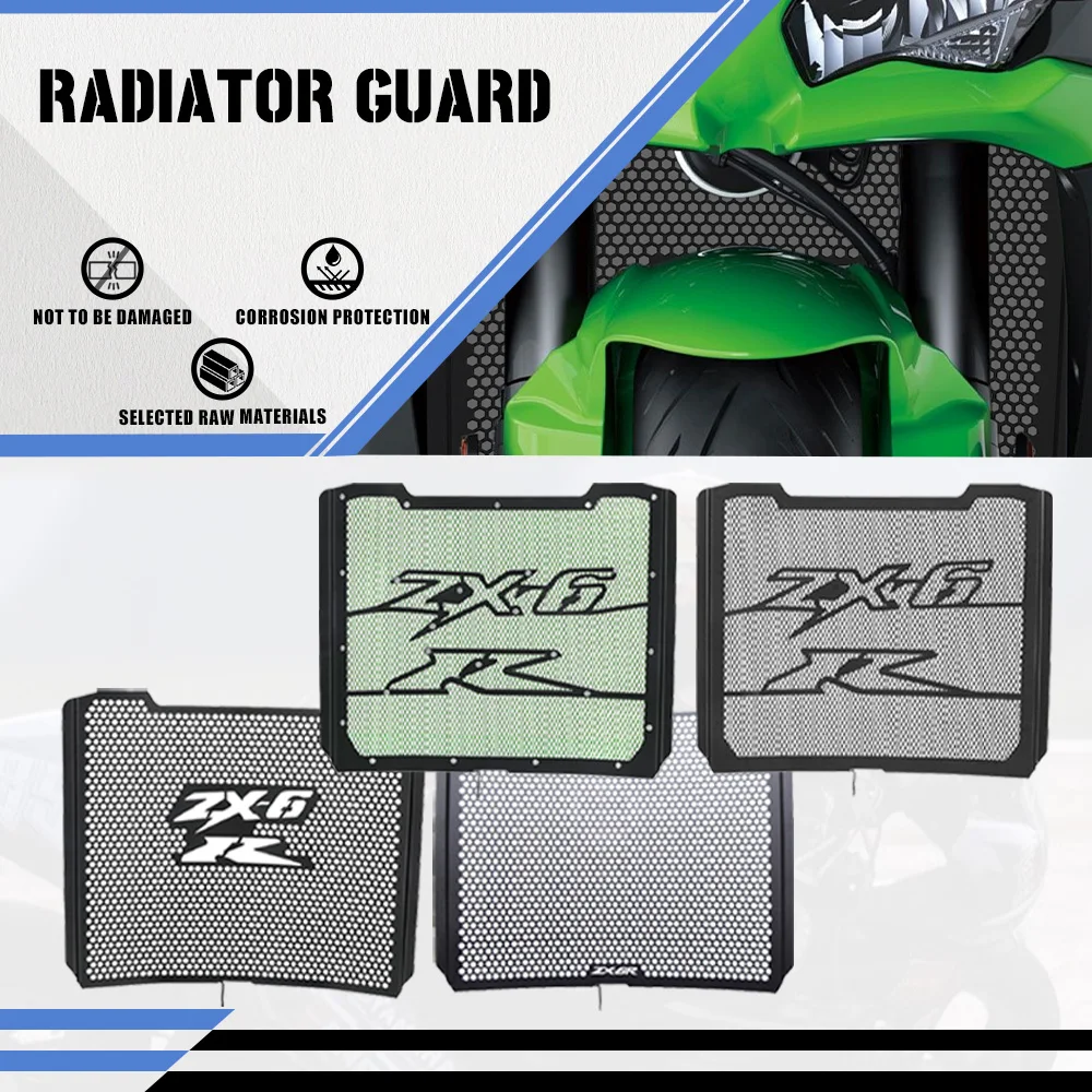 

2024 2025 Motorcycles Aluminium Radiator Grille Guard Cover FOR KAWASAKI ZX6R Ninja ZX-6R ZX636 / KTR ZX6R Performance 2009-2025