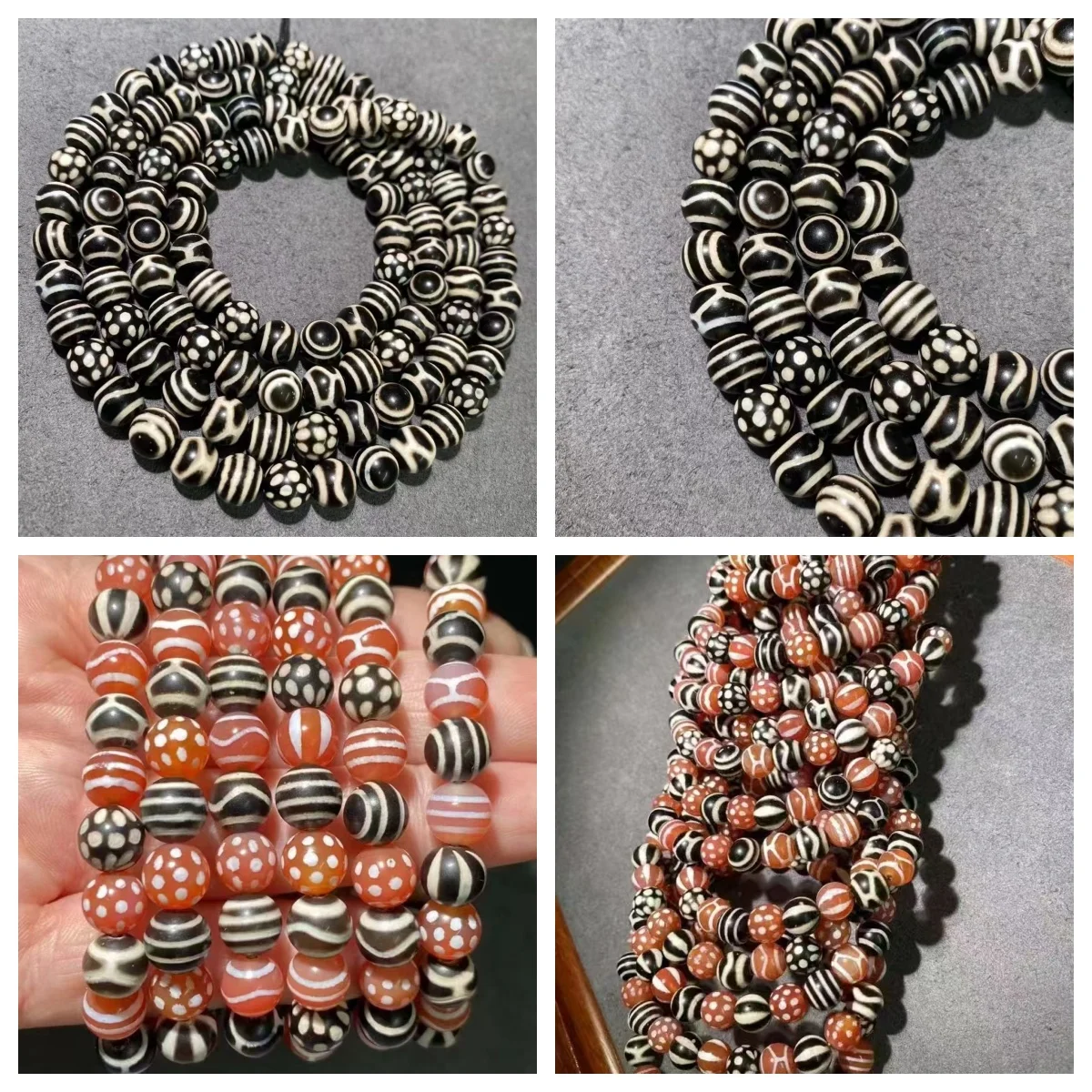 Black white red West Asian melon bead ghost eye full sky star longevity bead inlaid Medicine Buddha string bracelet necklace