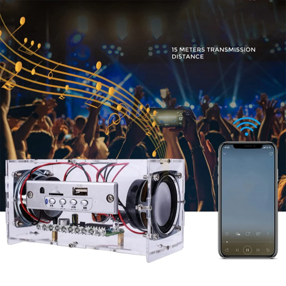 DIY Bluetooth Speaker Kit with LED Flashing Light Soldering Project USB Mini Home Stereo Sound Amplifier DIY Kits