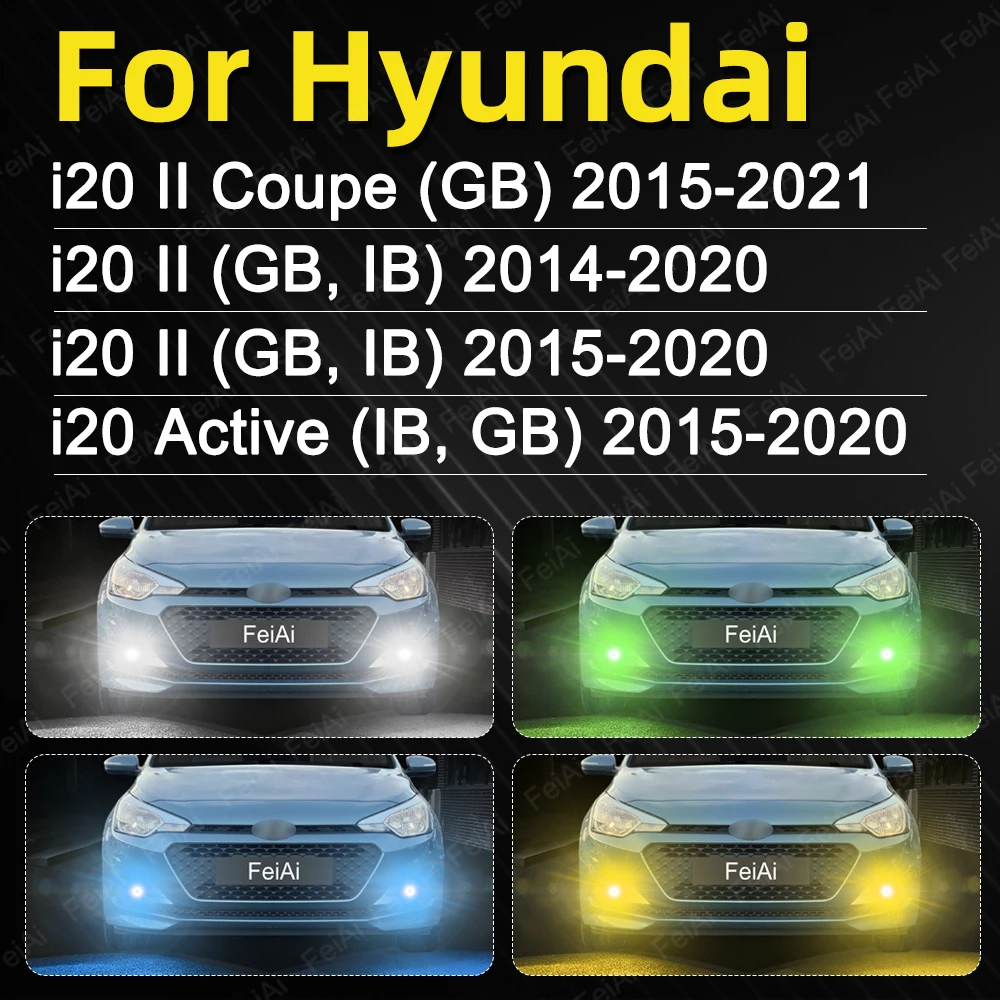 LED Front Fog Lights Bulb For Hyundai i20 Coupe Active Accessories 2016 2017 2018 2019 2020 2021 i20 Car LED Fog Light Bulbs