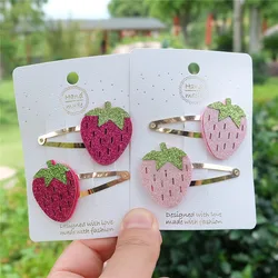 Cute Shine Strawberry Hair Clips For Girls kids Crown Barrettes Child Hair Accessories Golden Hairpins Fashion Headwear On Sales