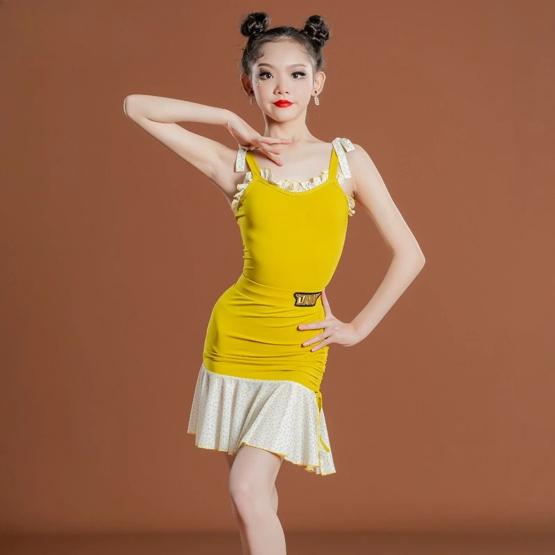 Customized Girls Latin Dance Dress for Children's Performance Costumes Ballroom Dance Competition Dresses