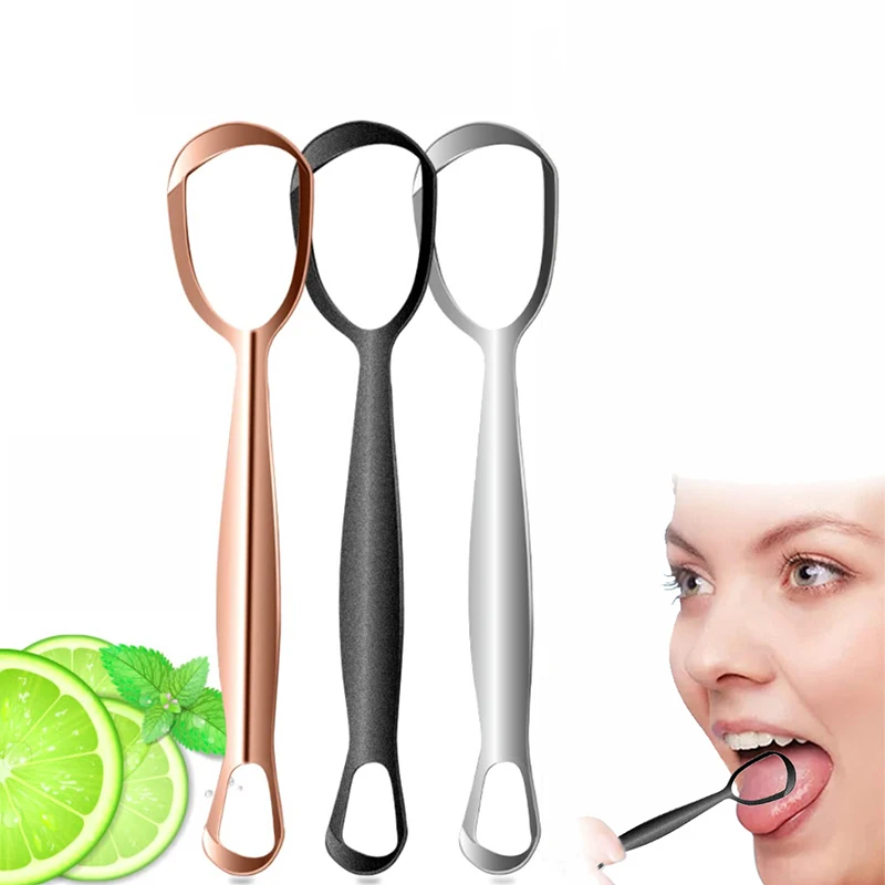 Double Sided Stainless Steel Tongue Scraper Oral Care Hygiene Cleaner Tongue Brush Fresh Breath Mouth Oral Hygiene Cleaning Tool